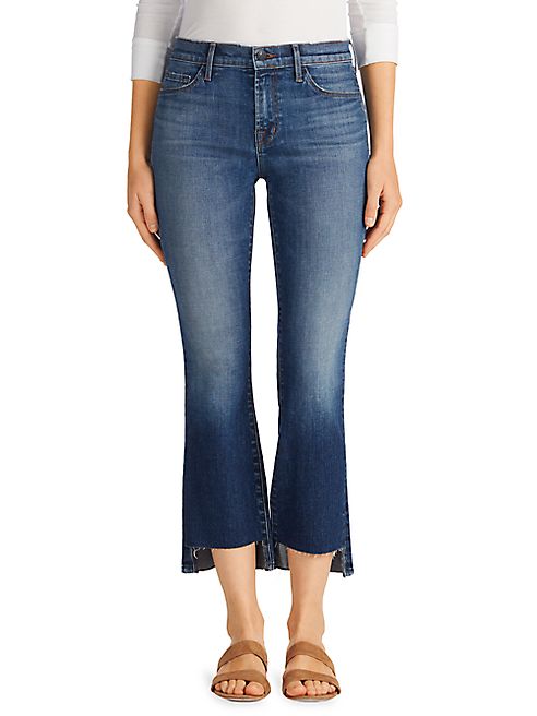 J BRAND - Selena Mid-Rise Step Hem Cropped Bootcut Jeans