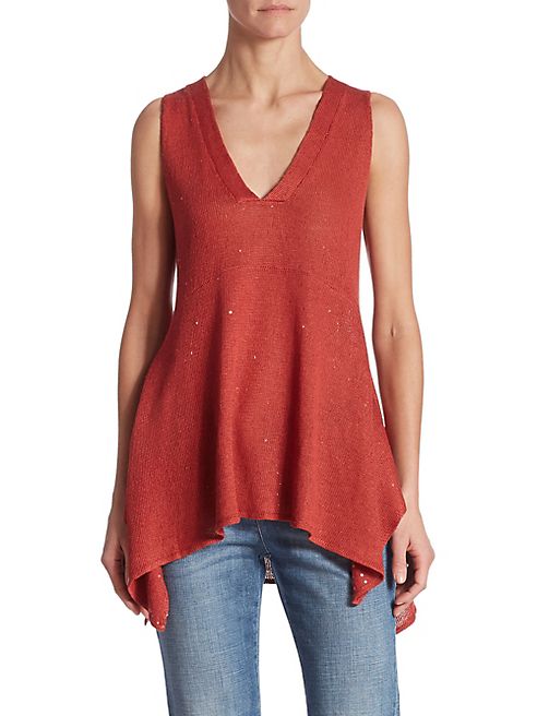 Brunello Cucinelli - Linen-Blend Sequin Top