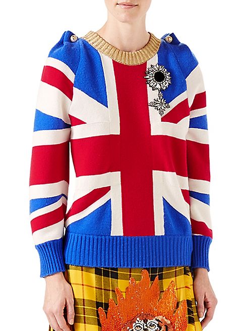 Gucci - Union Jack Intarsia Wool Knit Top