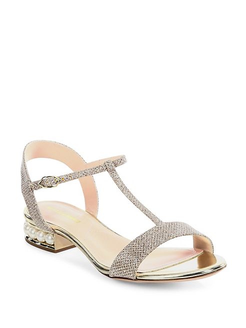 Nicholas Kirkwood - Casati Pearly Heel Lurex T-Strap Sandals