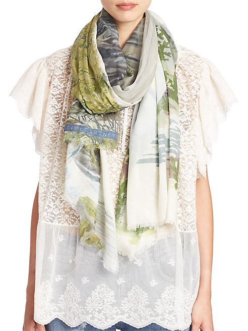 Stella McCartney - Landscape-Print Modal & Silk Scarf