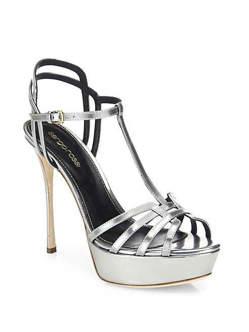 Sergio Rossi - Ines Mirrored Leather Platform Sandals