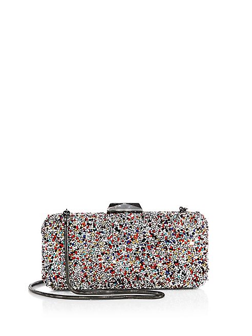 Saks Fifth Avenue Collection - Long Rectangular Multicolor Crystal Clutch