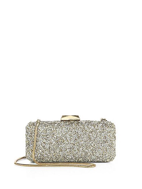 Saks Fifth Avenue Collection - Long Rectangular Metallic Crystal Clutch