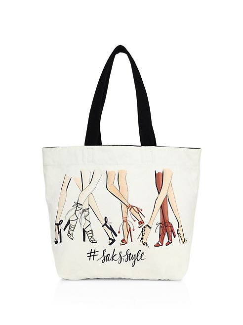 Saks Fifth Avenue Collection - #SaksStyle Leg-Print Canvas Tote