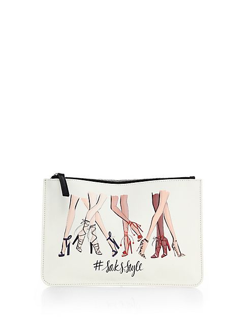 Saks Fifth Avenue Collection - #SaksStyle Leg-Print Faux Leather Pouch