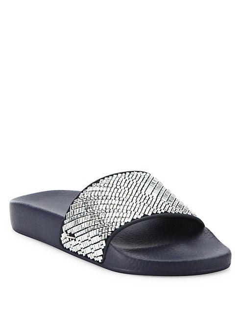 Salvatore Ferragamo - Groove Crystal-Embellished Rubber Slides