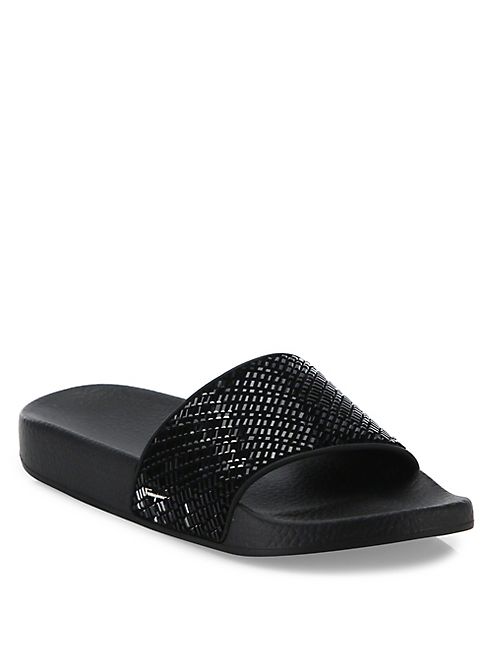 Salvatore Ferragamo - Groove Crystal-Embellished Rubber Slides