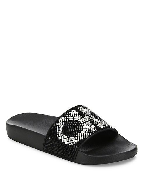 Salvatore Ferragamo - Groove Crystal-Embellished Logo Slides