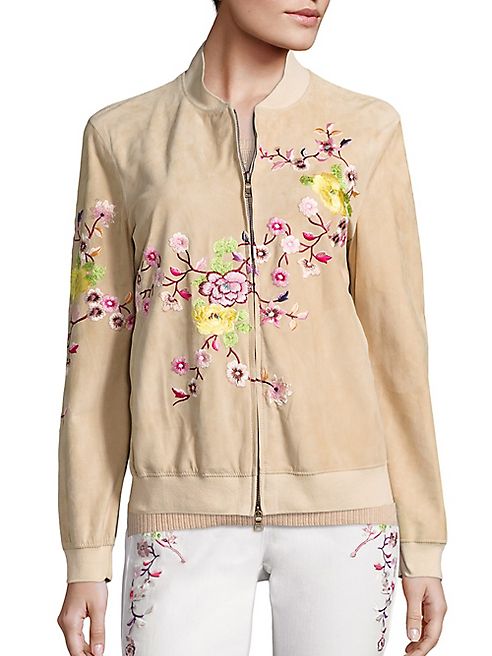 Etro - Floral Suede Bomber Jacket