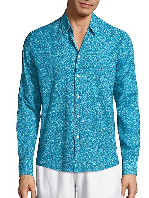 Vilebrequin - Micro Turtle Cotton Voile Button-Down Shirt