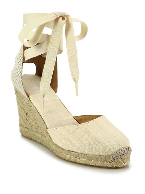 Soludos - Canvas Ankle-Wrap Wedge Espadrilles