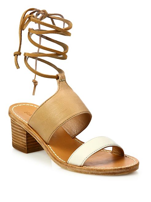 Soludos - Colorblock Leather Ankle-Wrap Sandals