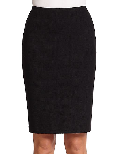 St. John - Caviar Collection Micro Boucle Knit Pencil Skirt