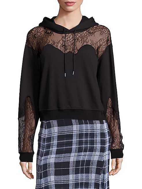 McQ Alexander McQueen - Lace Inset Hooded Sweatshirt