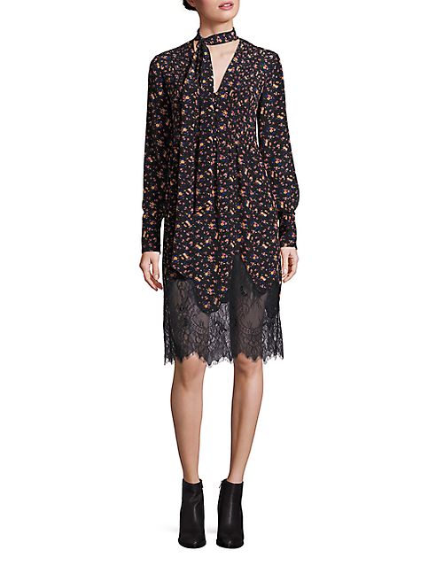 McQ Alexander McQueen - Pintuck Silk Peasant Dress