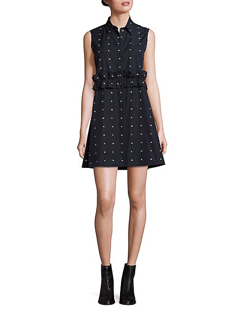 McQ Alexander McQueen - Cotton Ruffle Shirt Dress