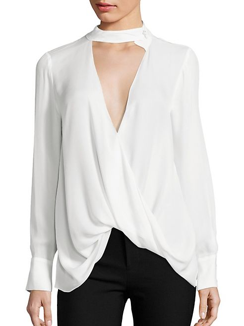 Derek Lam 10 Crosby - Choker Draped Silk Blouse