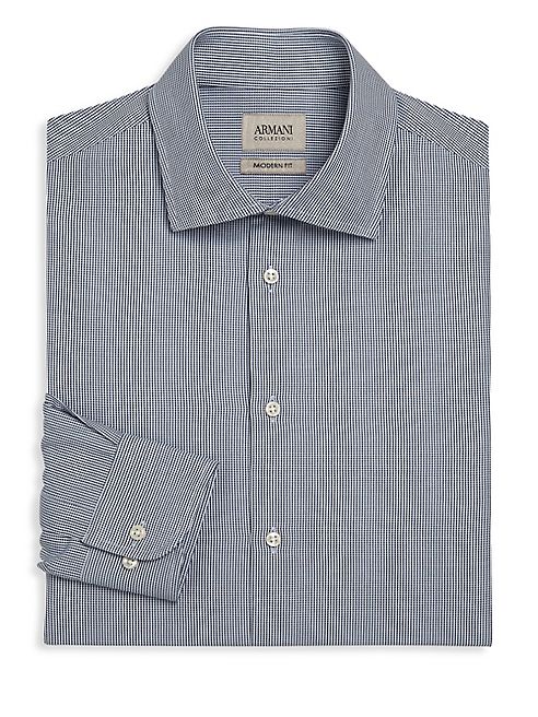 Armani Collezioni - Modern Fit Micro Square Dress Shirt