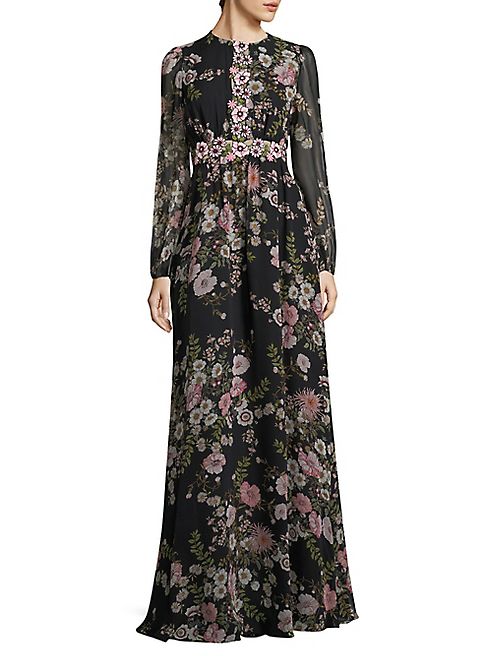 Giambattista Valli - Long Sleeve Floral Gown