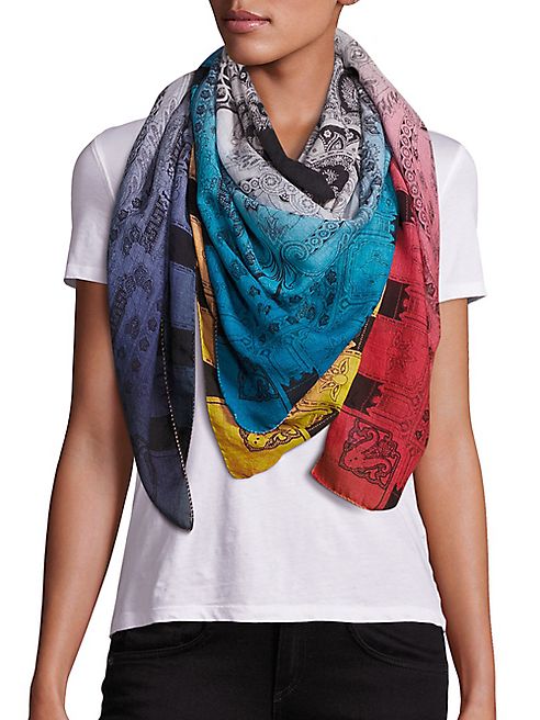 Etro - Colored Corner Wool & Silk Scarf