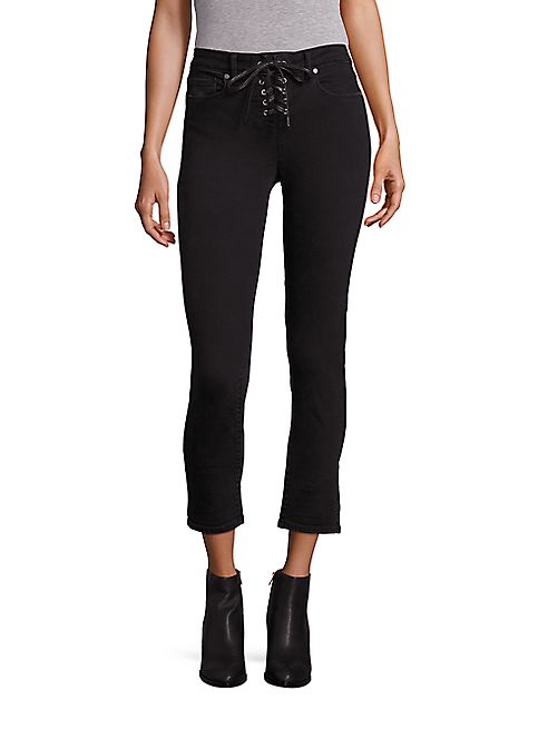 PAIGE - Hoxton Lace-Up High-Rise Skinny Ankle Jeans