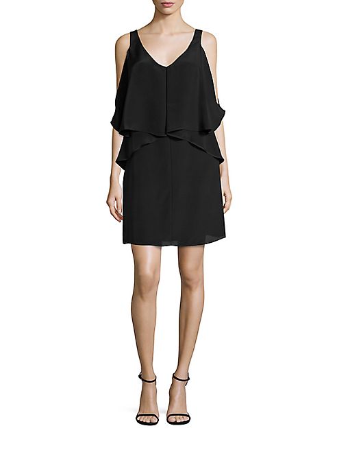 KOBI HALPERIN - Robin Ruffle Cold-Shoulder Silk Dress