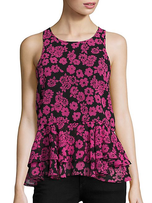 MILLY - Floral-Print Peplum Tank Top