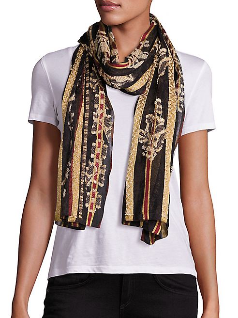 Etro - Striped Floral Silk-Blend Scarf