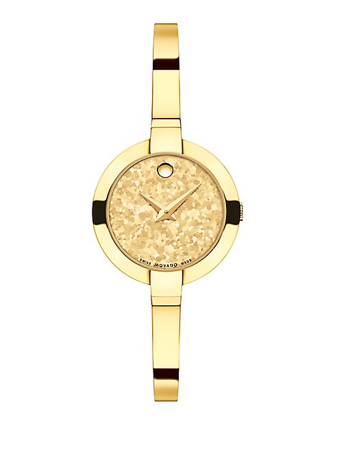 Movado - Bela Crystalized Goldtone Stainless Steel Bangle Bracelet Watch