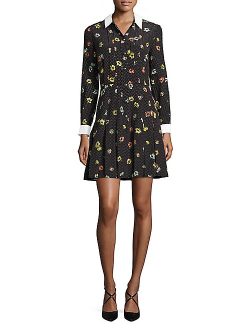 The Kooples - Floral-Print Silk Chiffon Shirtdress