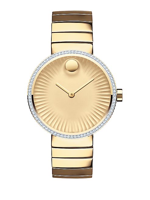 Movado - Movado Edge Diamond & Goldtone Stainless Steel Bracelet Watch