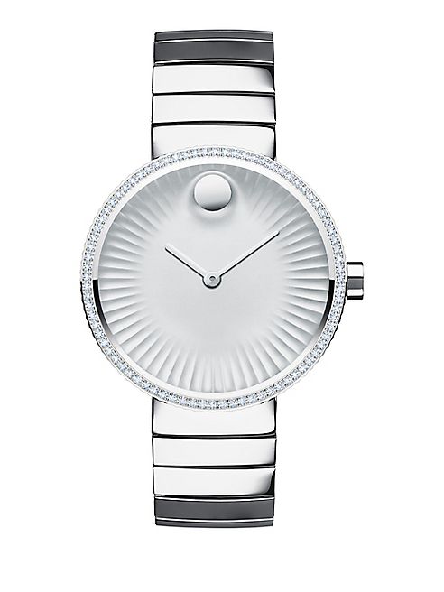 Movado - Movado Edge Diamond & Stainless Steel Bracelet Watch