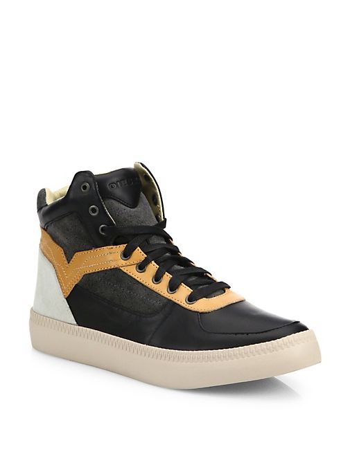 Diesel - Spaark Leather & Suede High-Top Sneakers