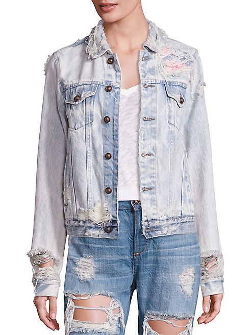 Tortoise - Steppe Distressed Embroidered Denim Jacket