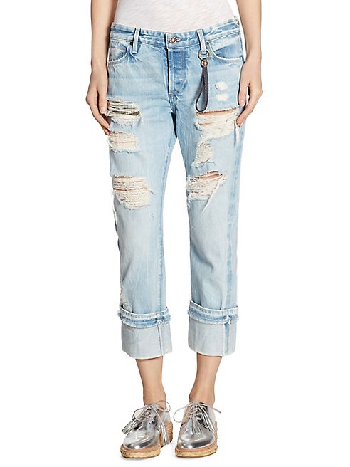 Tortoise - Herma Distressed Straight-Leg Cuffed Jeans