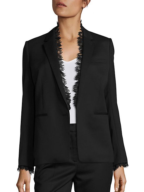 The Kooples - Smoking Lace Trimmed Suit Jacket