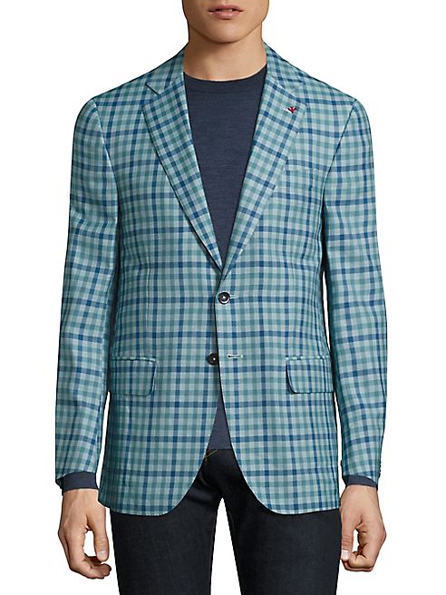 ISAIA - Gingham Checked Single-Breasted Wool-Blend Blazer