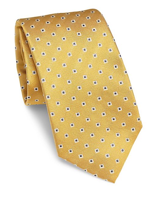 ISAIA - Square-Print Silk Tie