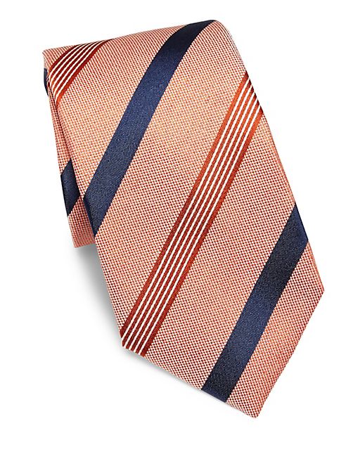 ISAIA - Textured Striped Silk Tie