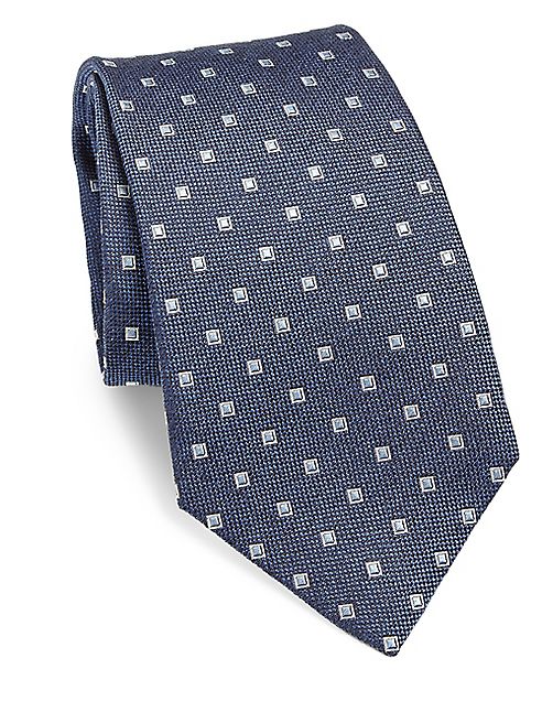 ISAIA - Square-Print Silk Tie