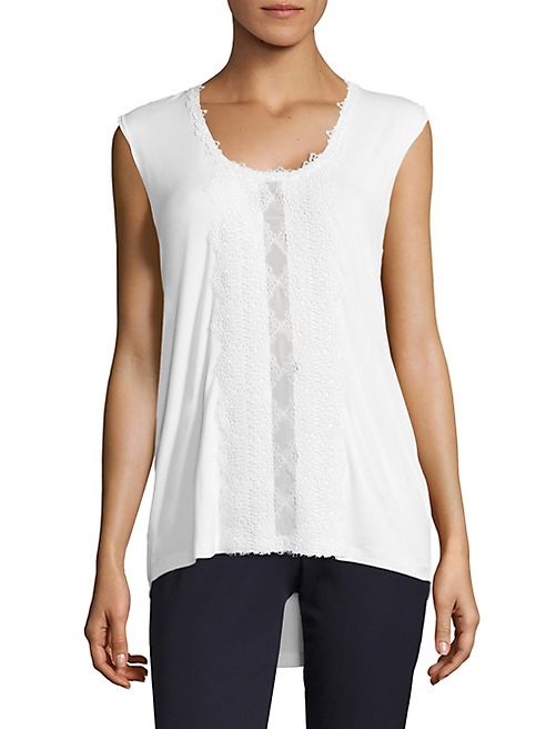 Elie Tahari - Harley Lace-Trim Knit Tank Top