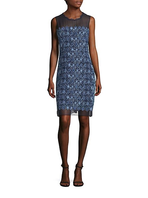 Elie Tahari - Ophelia Embroidered Illusion Dress