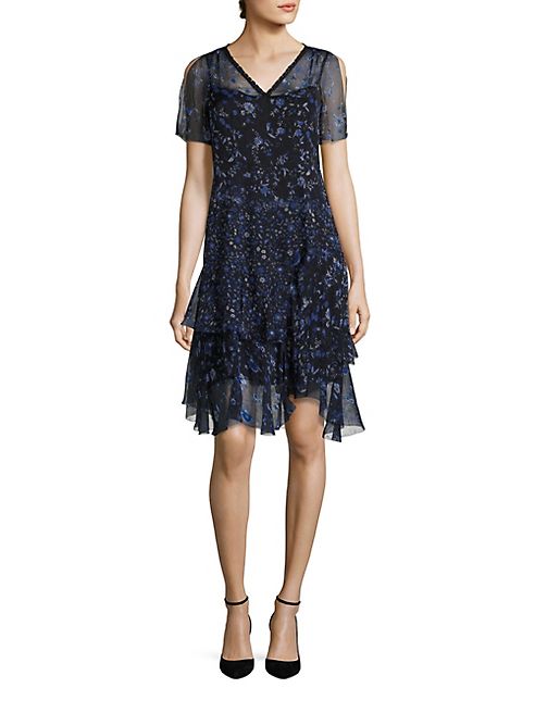 Elie Tahari - Marceline Silk Ruffle Hem Dress