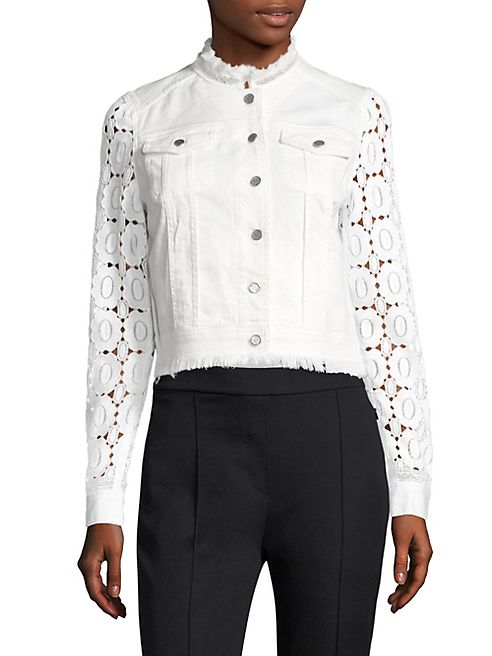 Elie Tahari - Meggie Lace & Coated Denim Jacket