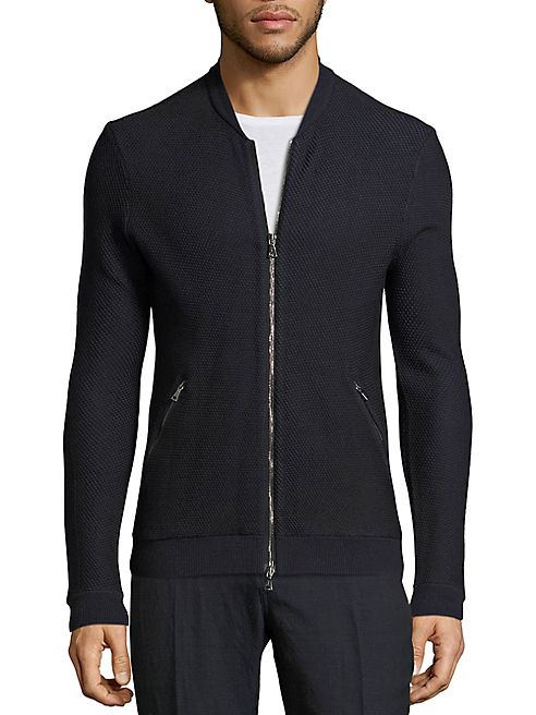 John Varvatos - Chevron Stitch Wool Blend Sweater