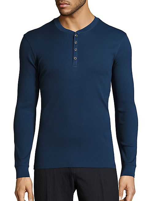 John Varvatos - Ribbed Pima Cotton Henley