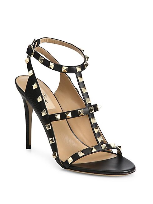 Valentino - Rockstud Leather Cage Sandals