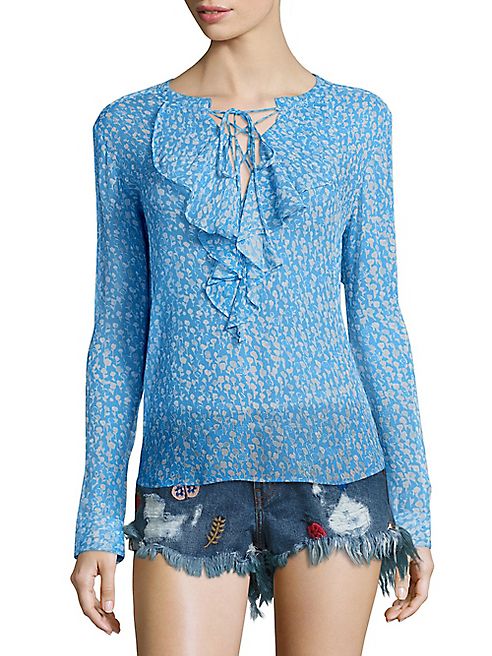 The Kooples - Ruffled Lace-Up Top