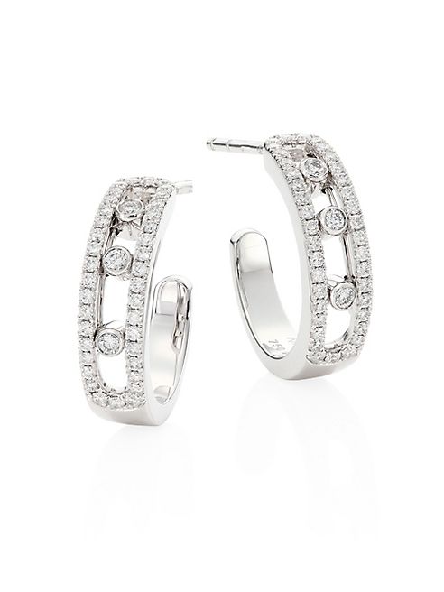 Messika - Move Diamond & 18K White Gold Hoop Earrings/0.75